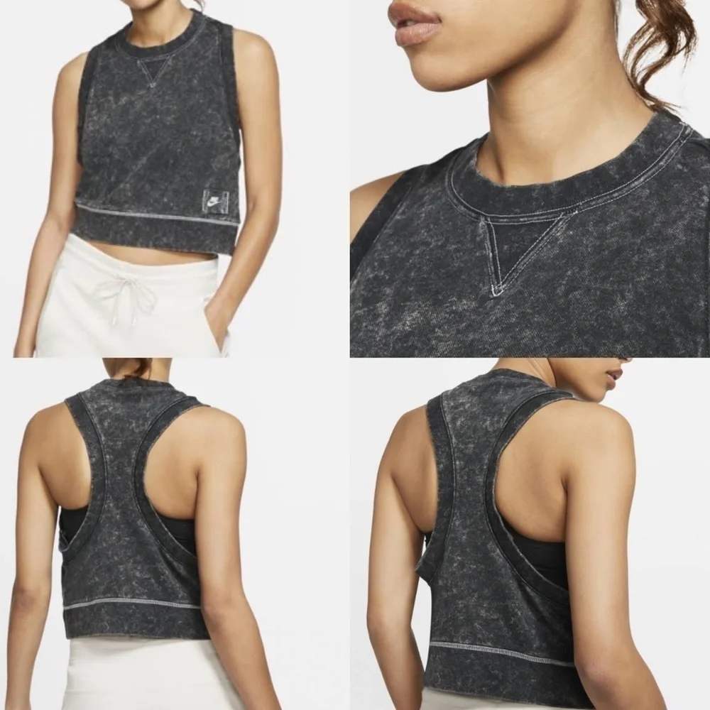 Nike Stand Out Sleeveless crop top distressed faded black street style top large